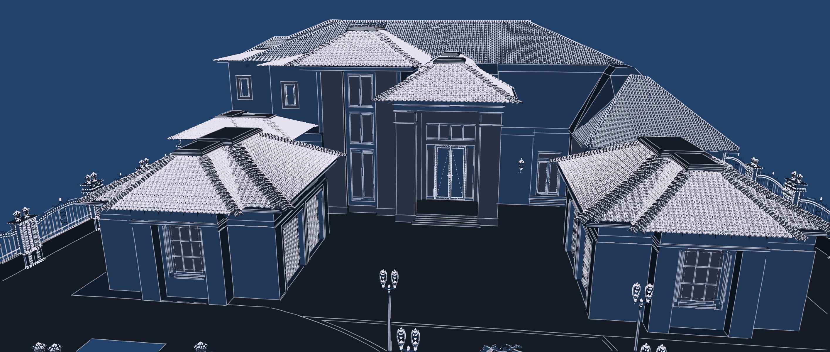 Two story double car garage 3D model_78