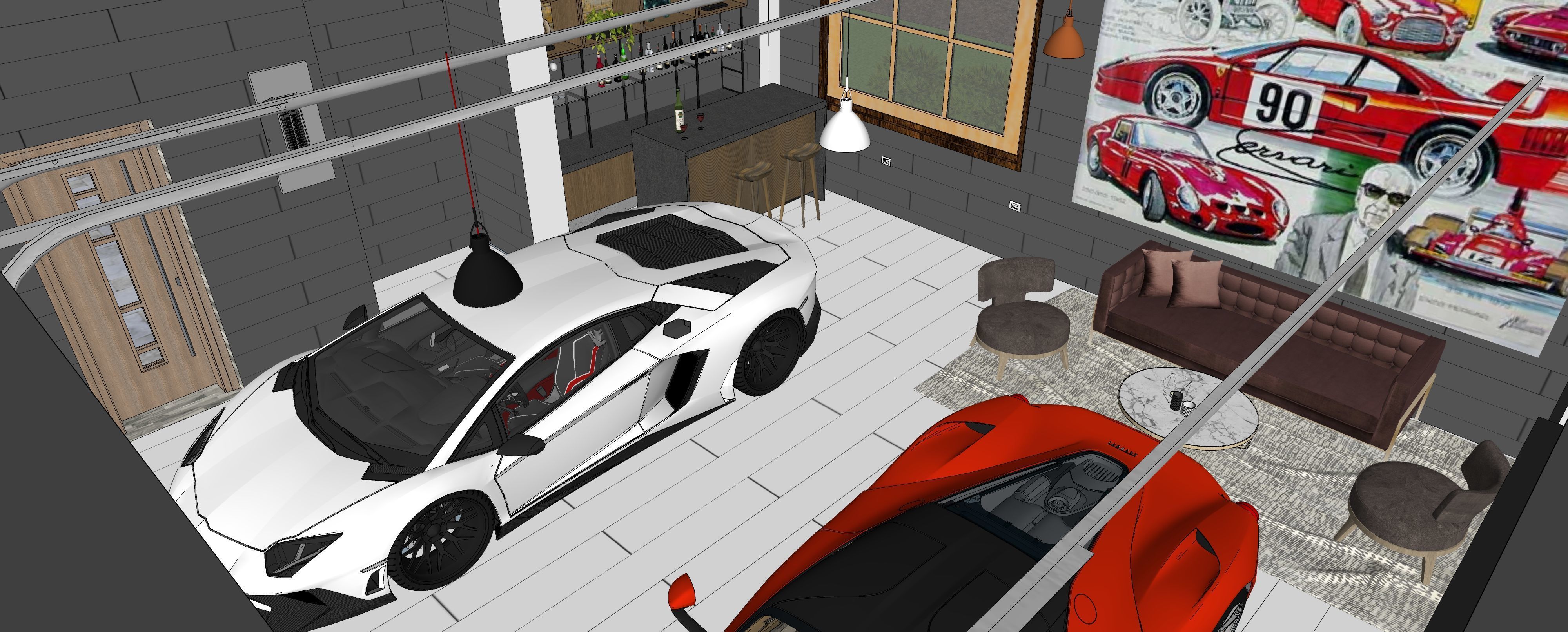Two story double car garage 3D model_9