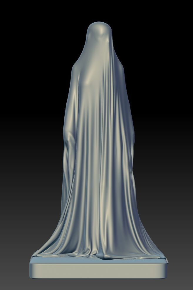 Standing long-veil Girl Ghost 3D print model_5