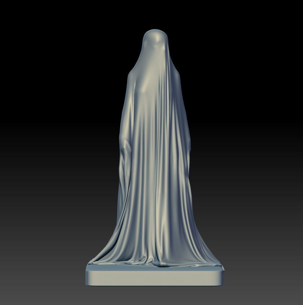 Standing long-veil Girl Ghost 3D print model_1