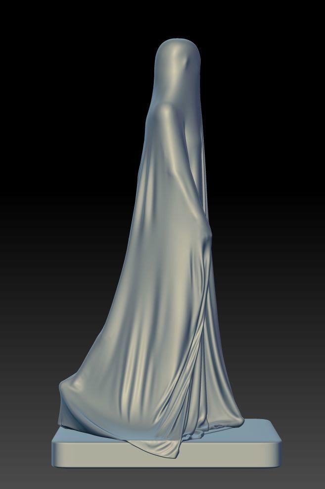 Standing long-veil Girl Ghost 3D print model_2