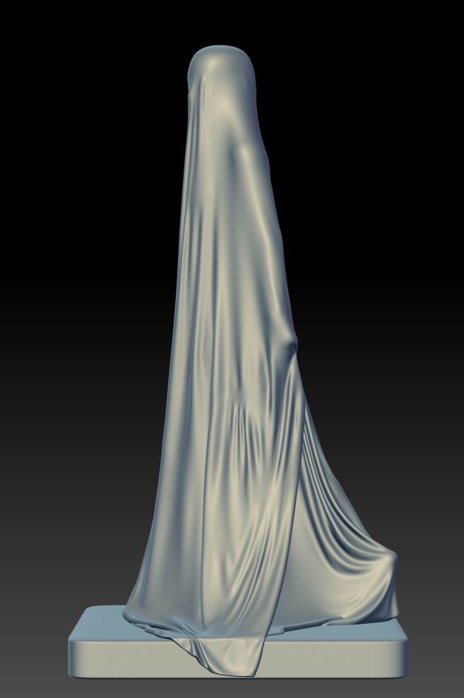 Standing long-veil Girl Ghost 3D print model_4