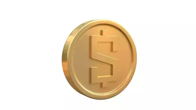 Stylized dollar coin 3D model