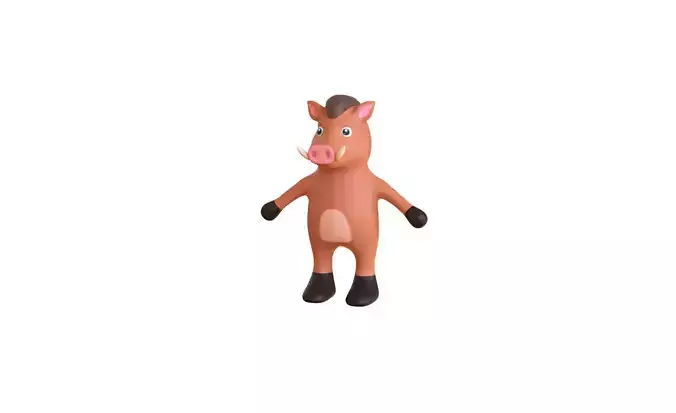 High-Quality 3D Cute Wild Boar for Games Low-poly 3D model