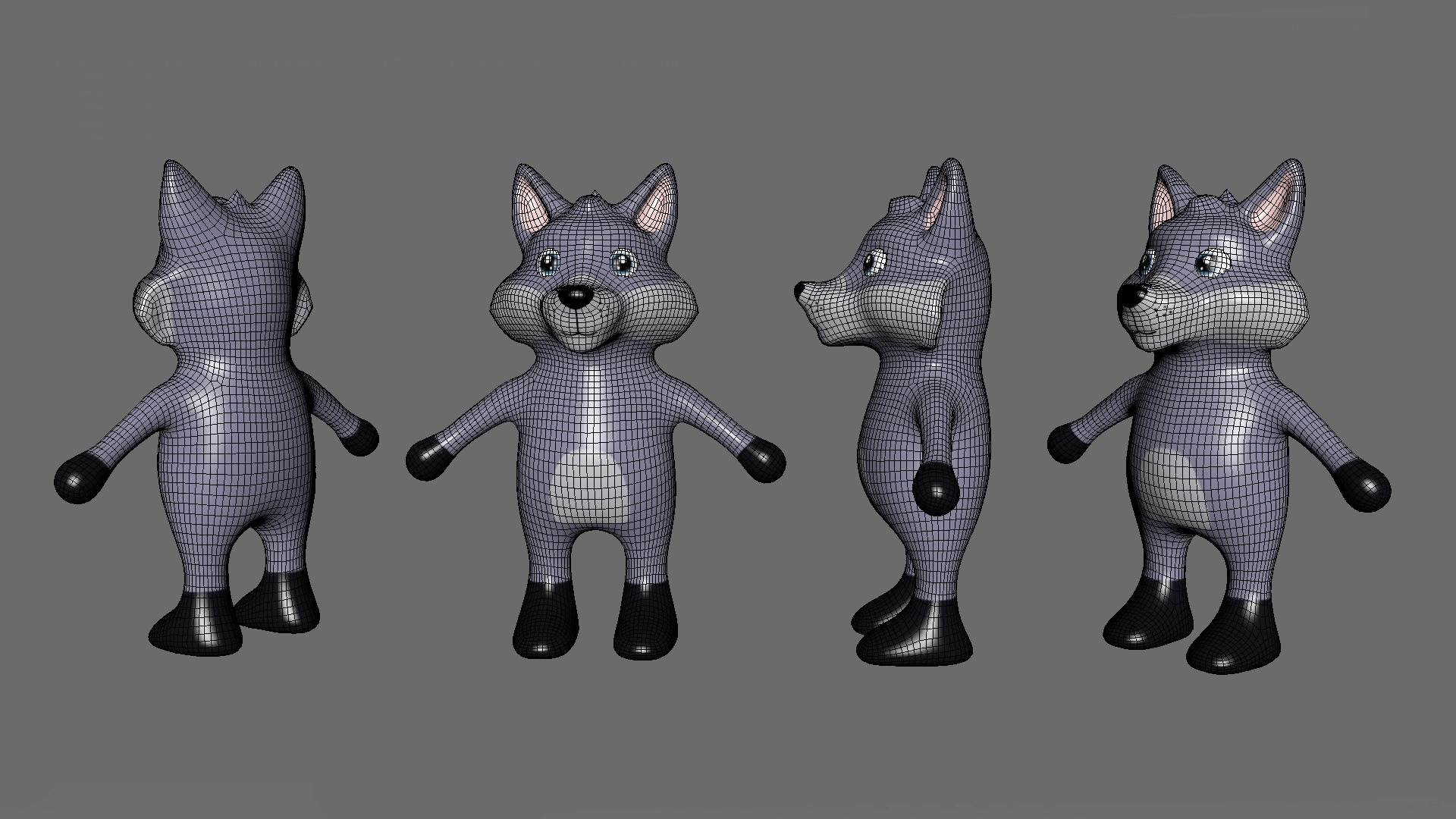 High-Quality 3D Cute Wolf for Games Low-poly 3D model_10