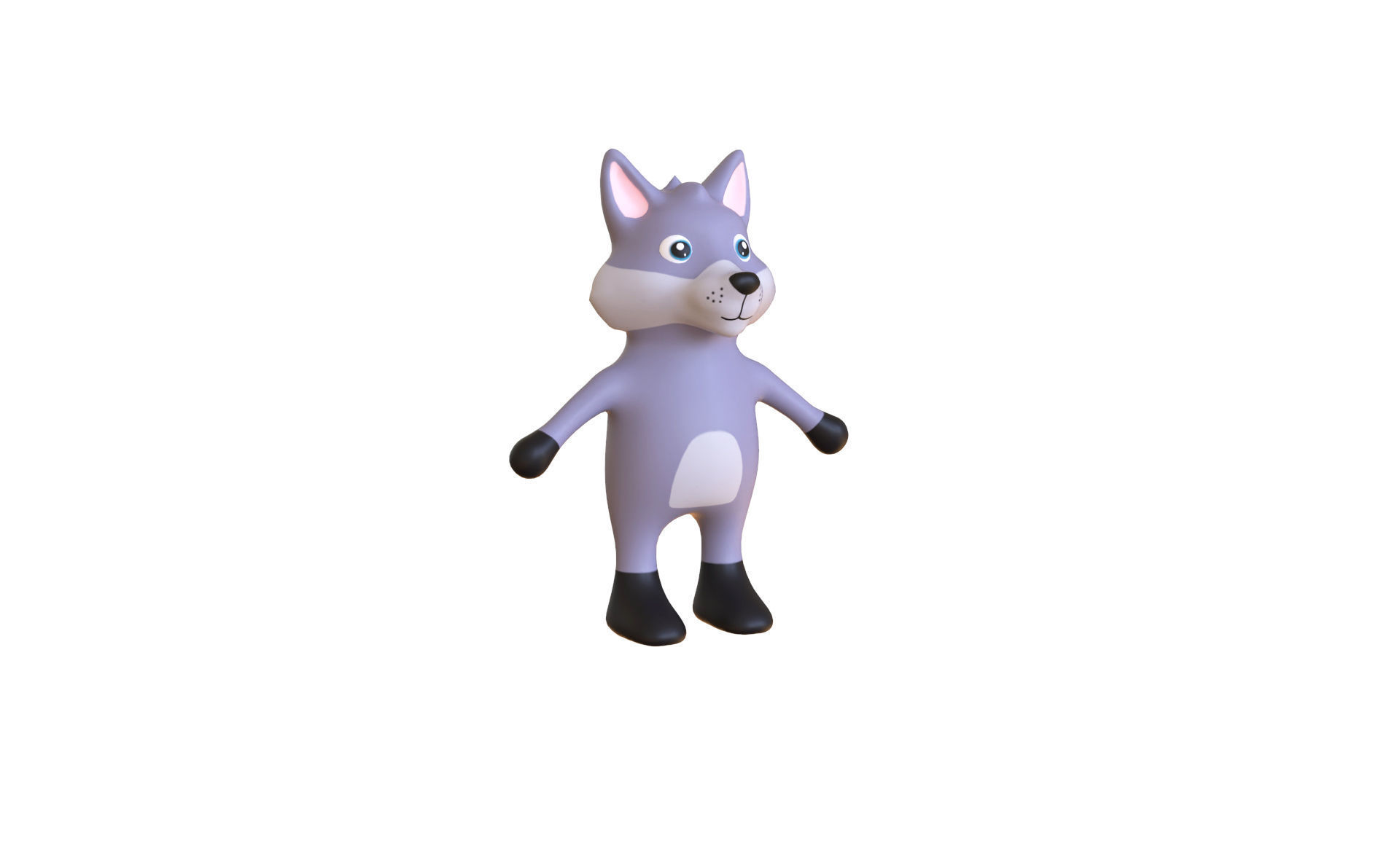 High-Quality 3D Cute Wolf for Games Low-poly 3D model_7