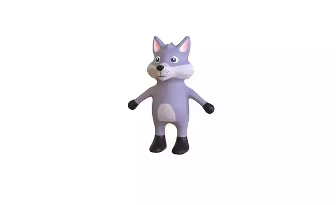 High-Quality 3D Cute Wolf for Games