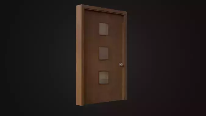Old dirty wooden door 05B Low-poly 3D model