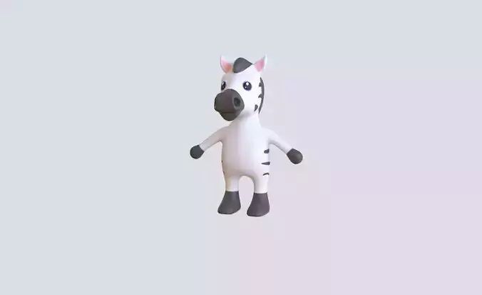 High-Quality 3D Cute Zebra for Games