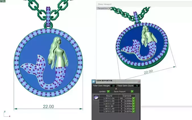 Mermaid Diamond Necklace 3d print 