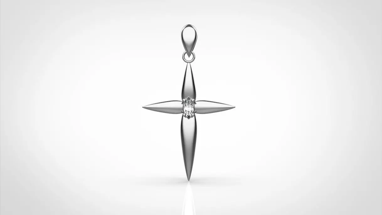 drop or petal like cross with 6 mm navett prong setting Free 3D print model