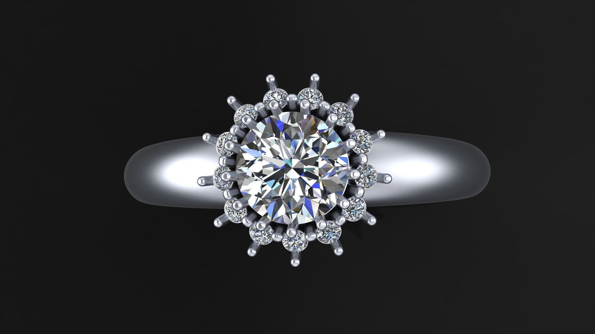 Rings with round gem and diamond galo  for CNC or  3D print model_13