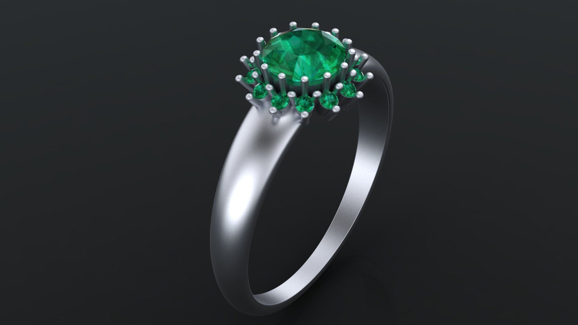 Rings with round gem and diamond galo  for CNC or  3D print model_11