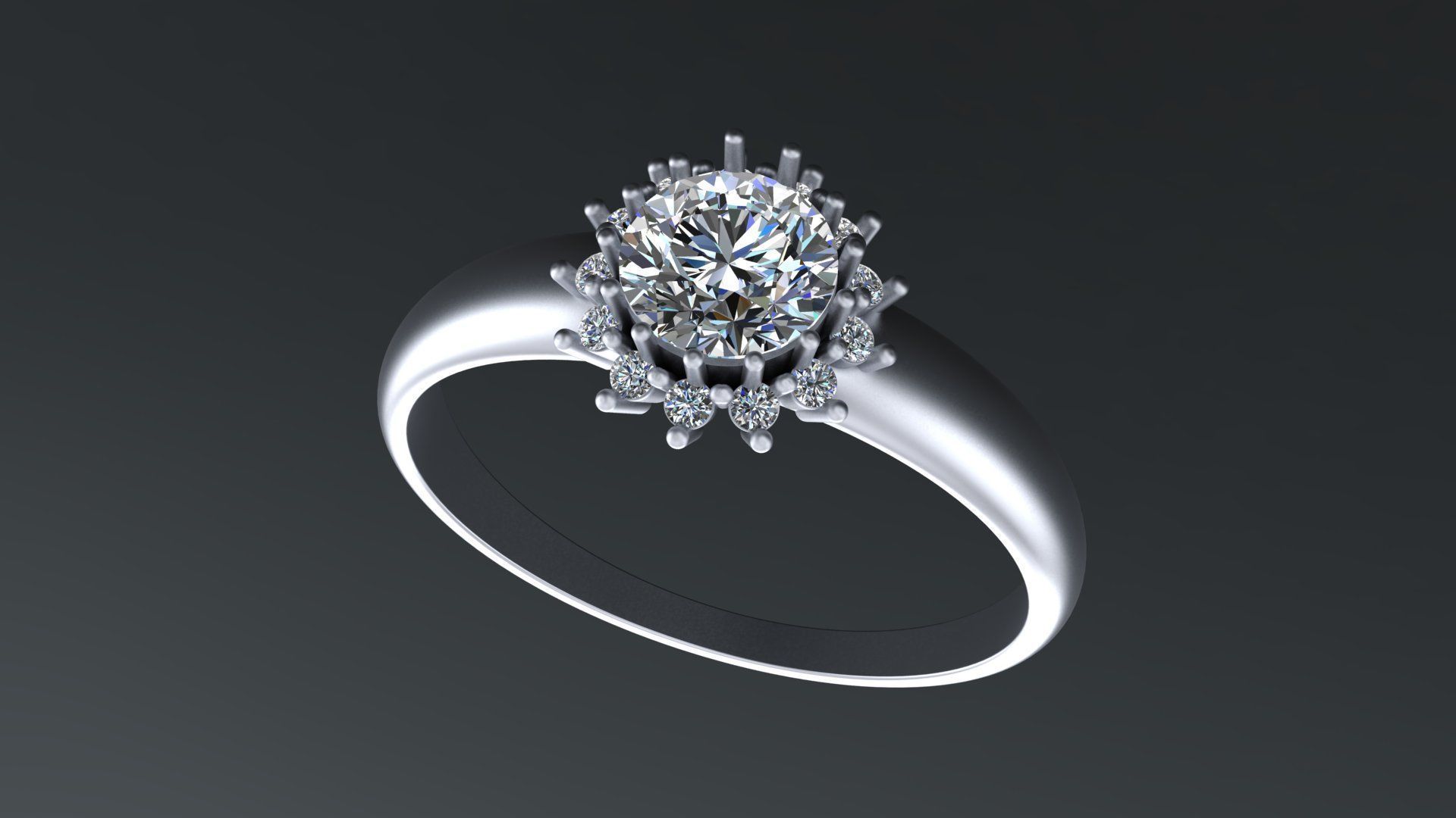 Rings with round gem and diamond galo  for CNC or  3D print model_12