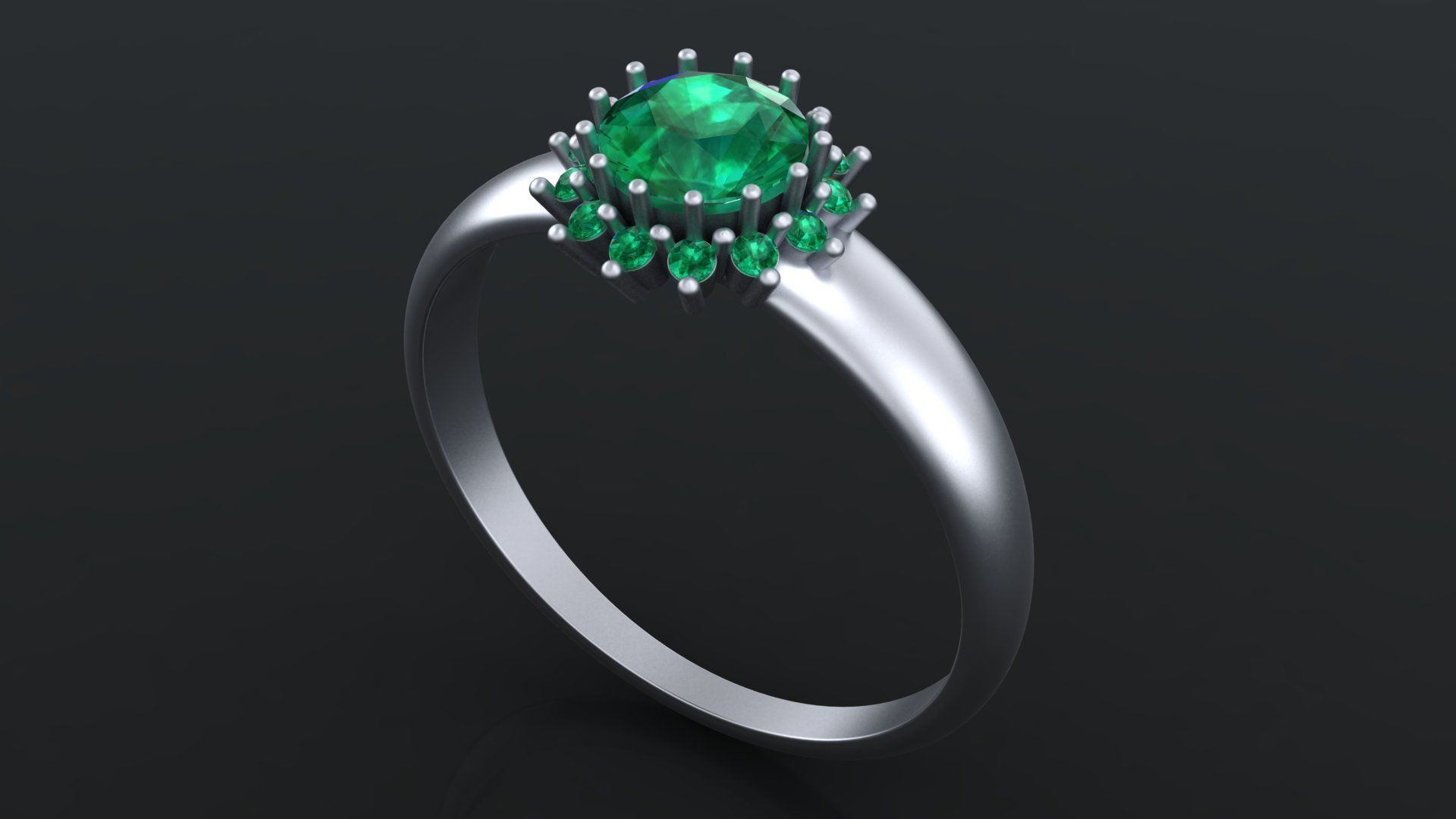 Rings with round gem and diamond galo  for CNC or  3D print model_10