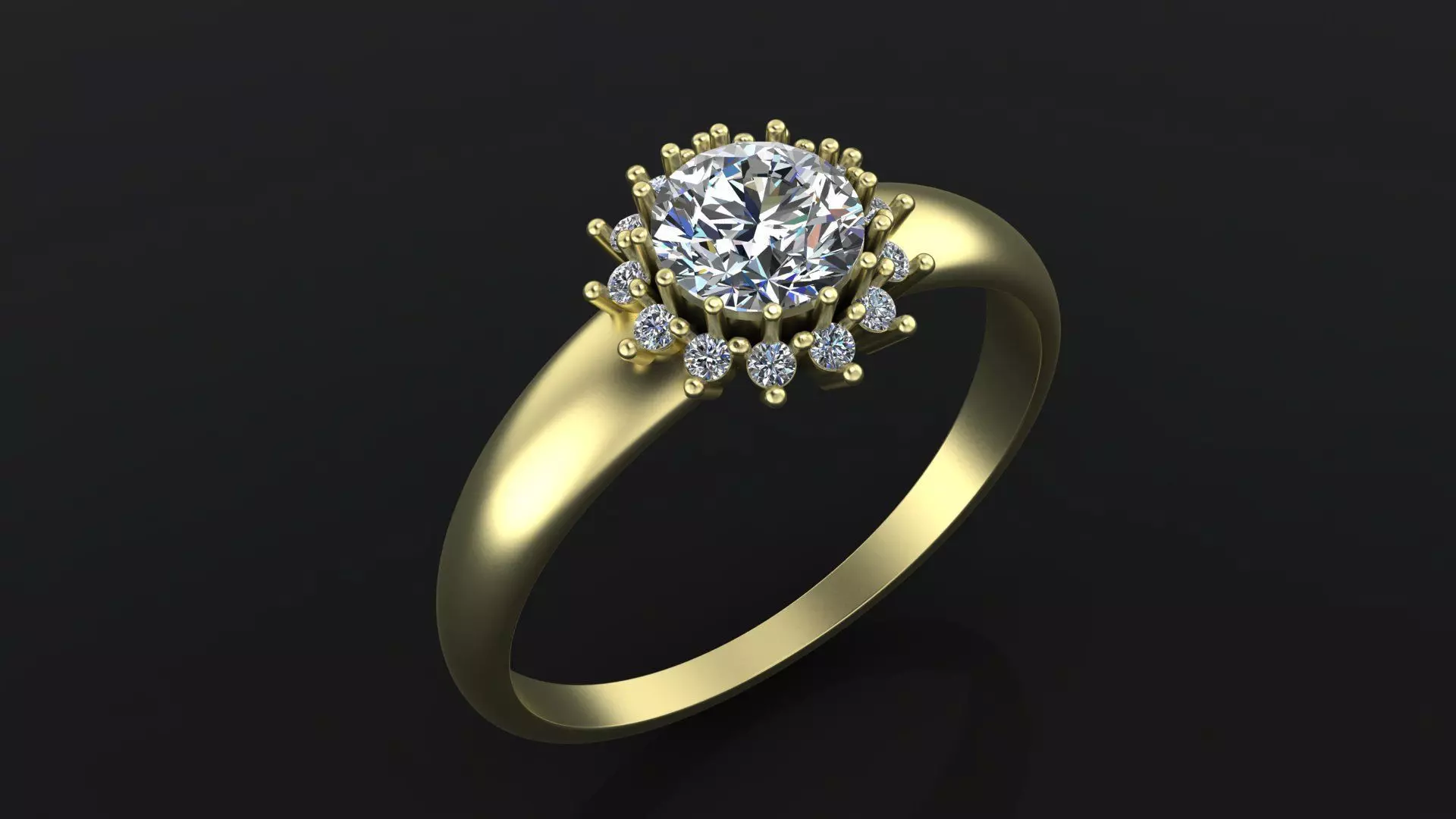 Rings with round gem and diamond galo  for CNC or  3D print model_0