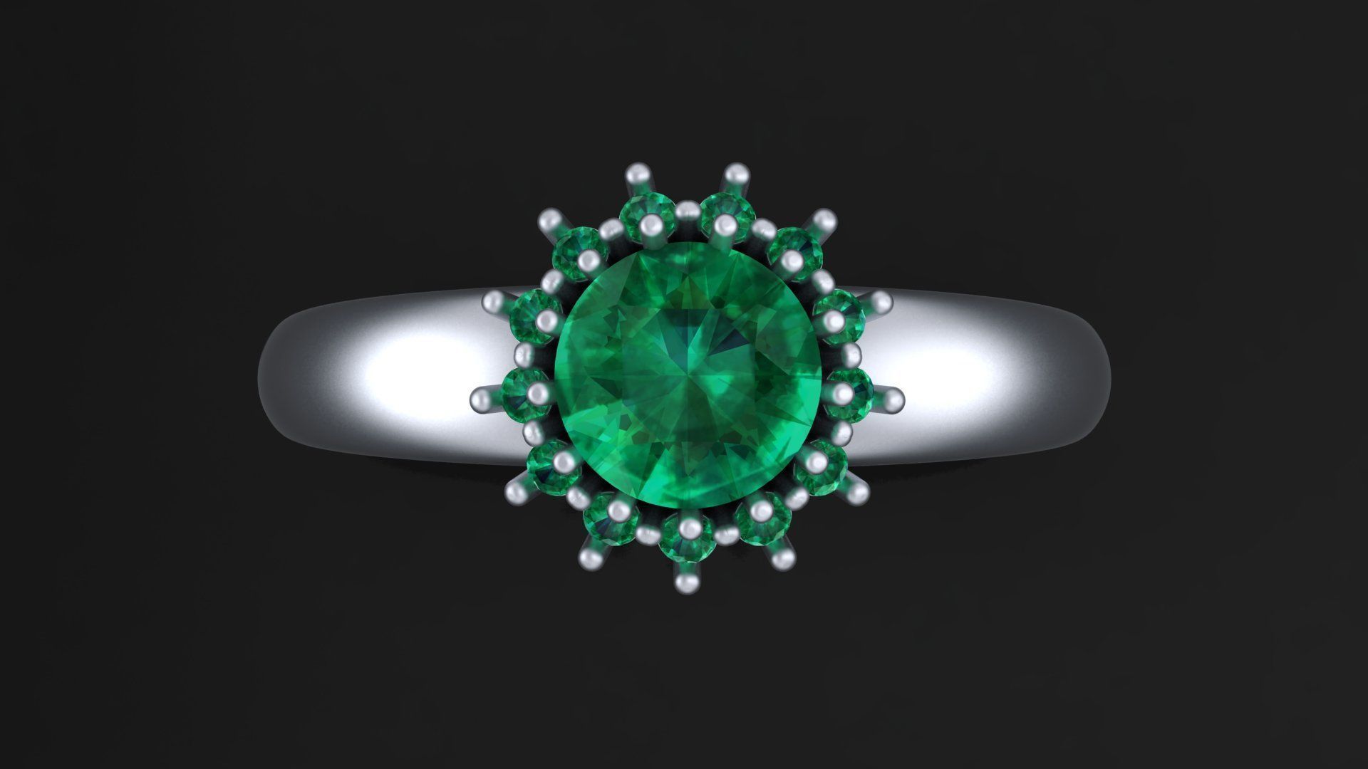 Rings with round gem and diamond galo  for CNC or  3D print model_9