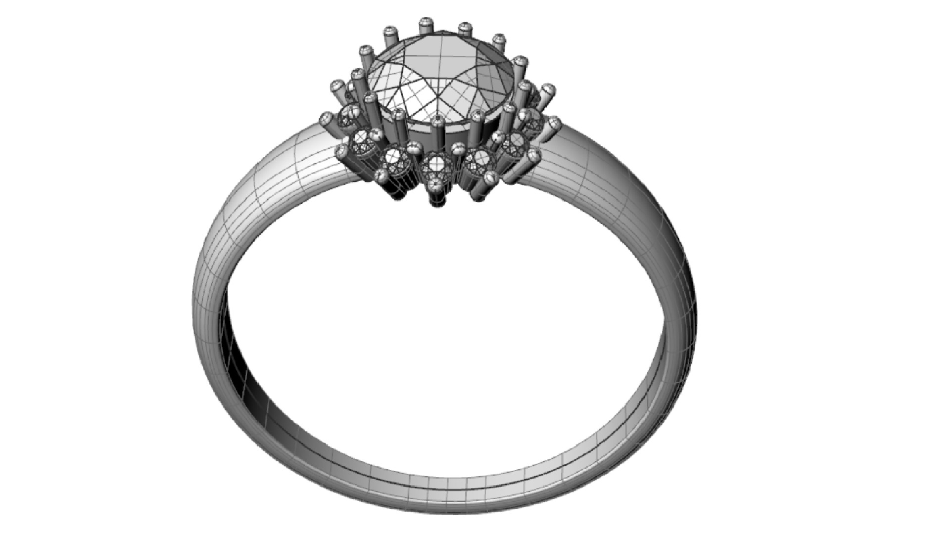 Rings with round gem and diamond galo  for CNC or  3D print model_3