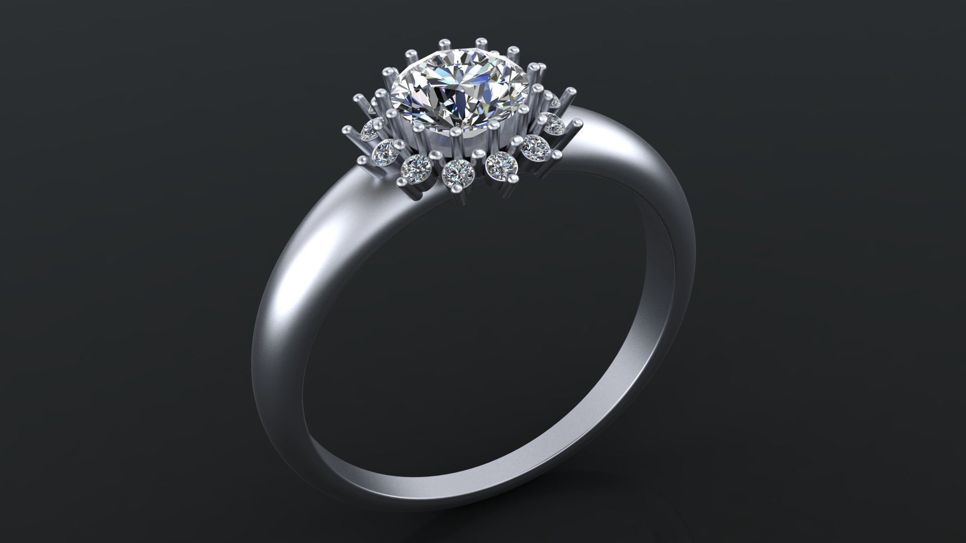 Rings with round gem and diamond galo  for CNC or  3D print model_15