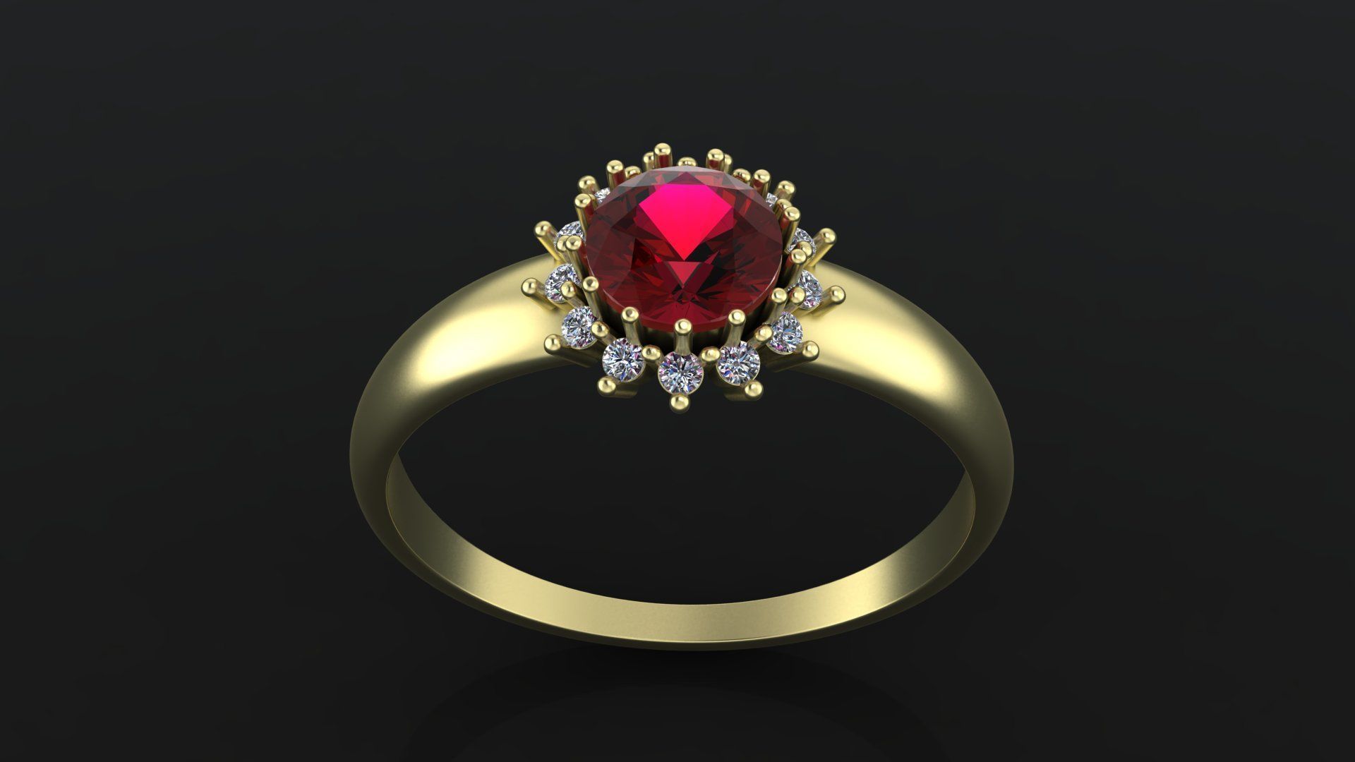 Rings with round gem and diamond galo  for CNC or  3D print model_8