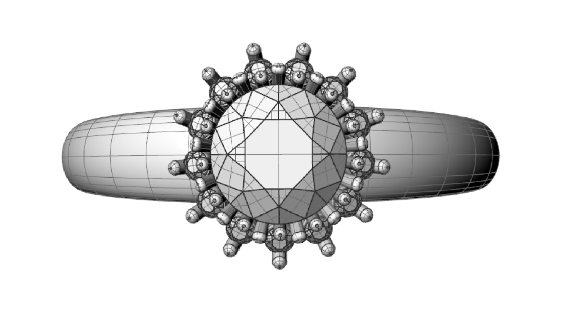 Rings with round gem and diamond galo  for CNC or  3D print model_4