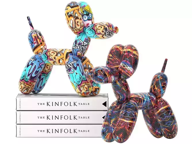 balloon dog statue decoration set 3D model
