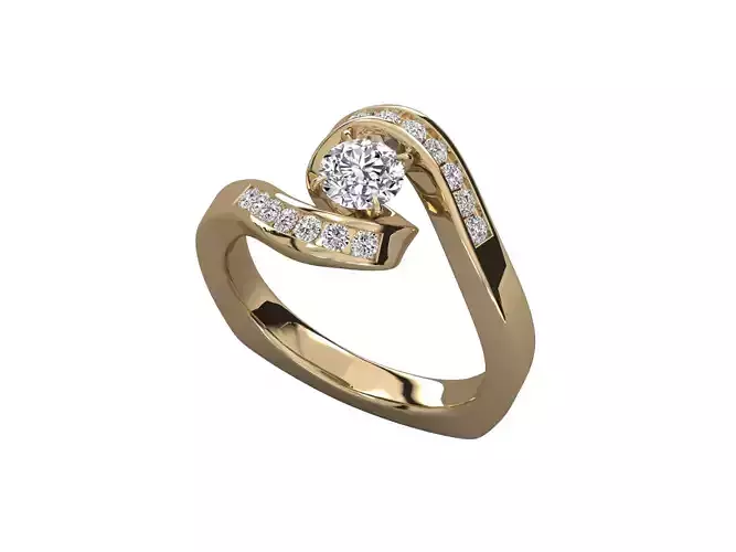 Channel Set Swirl Bypass Diamond Ring 3D print model