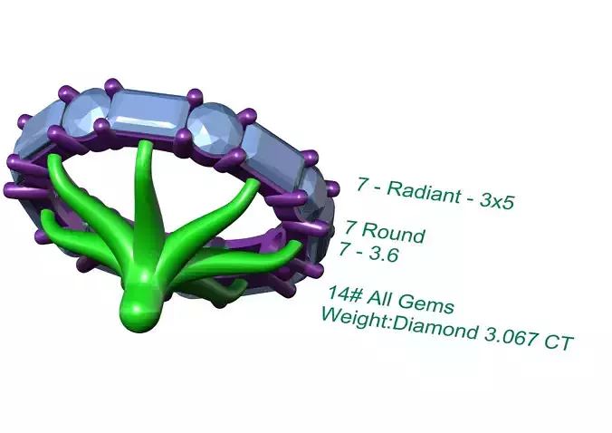 Eternity Ring 950 brilliant and baguette 