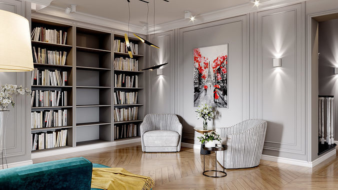 Modern Cozy Living Room Interior Scene 3ds Max Corona Renderer 3D model 5