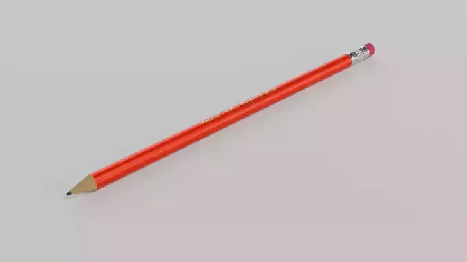 3D Red Pencil - Realistic Model