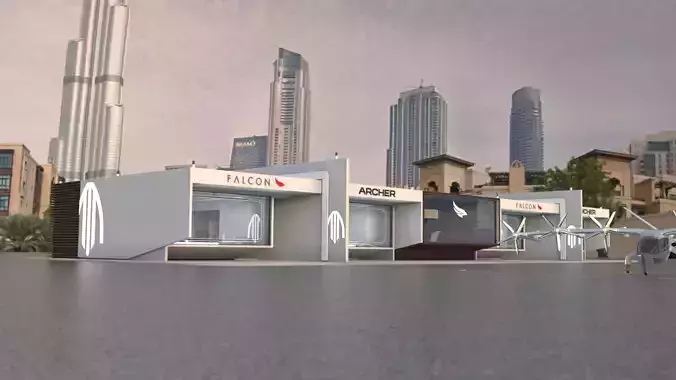 G0051 Virtual-Reality 3D Scene Archer Evtol Heliport VR Building Low-poly 3D model