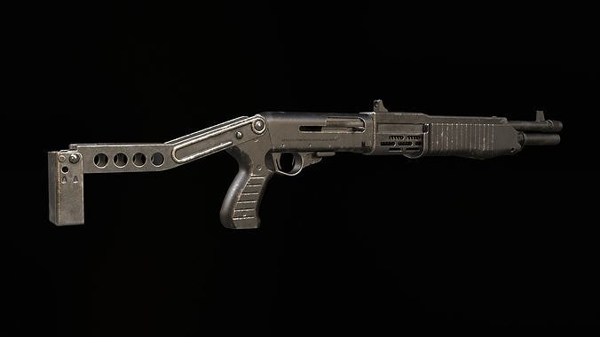 SPAS-12 Shotgun Game Ready Low-poly 3D model