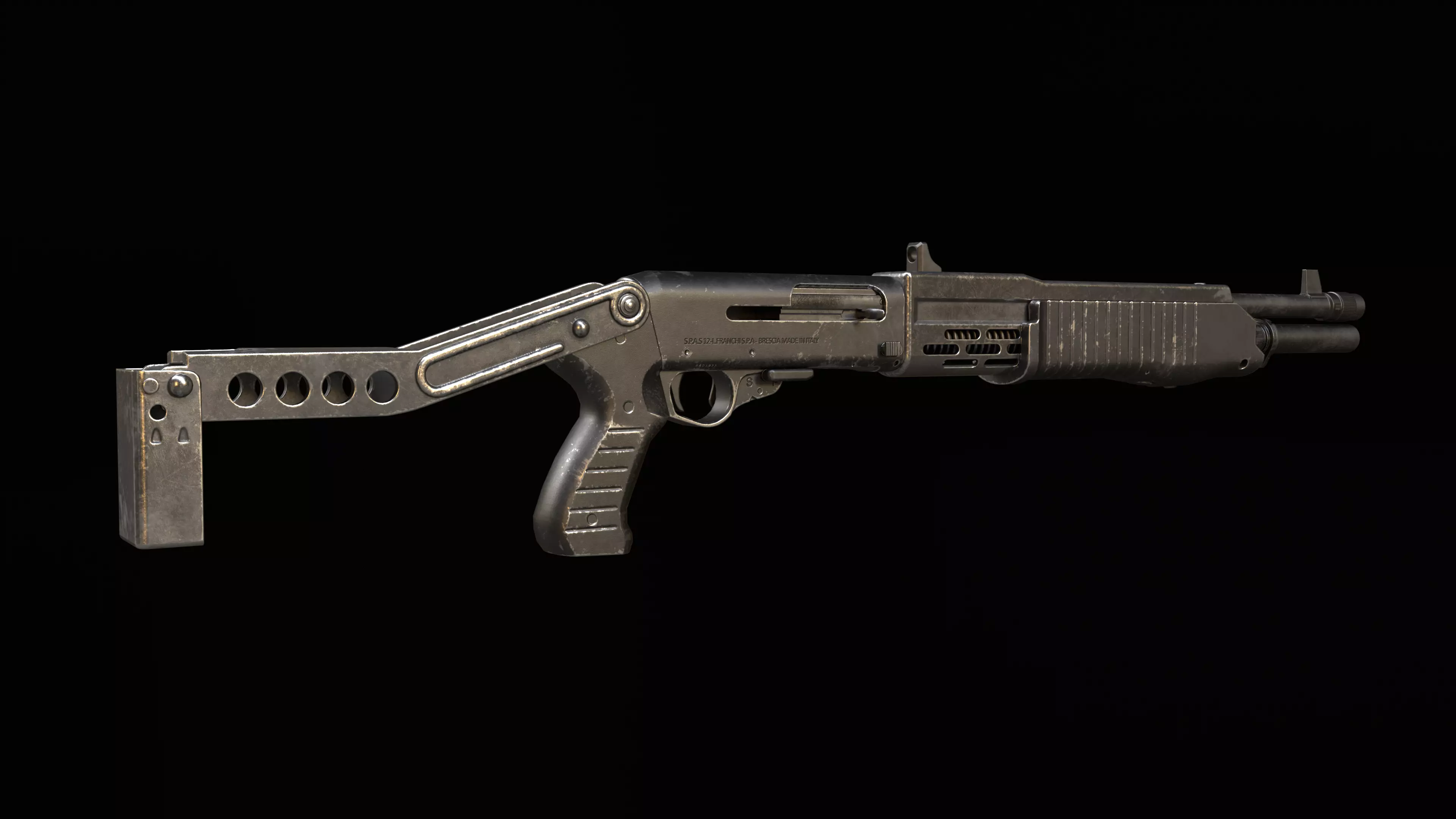 SPAS-12 Shotgun Game Ready Low-poly 3D model_0