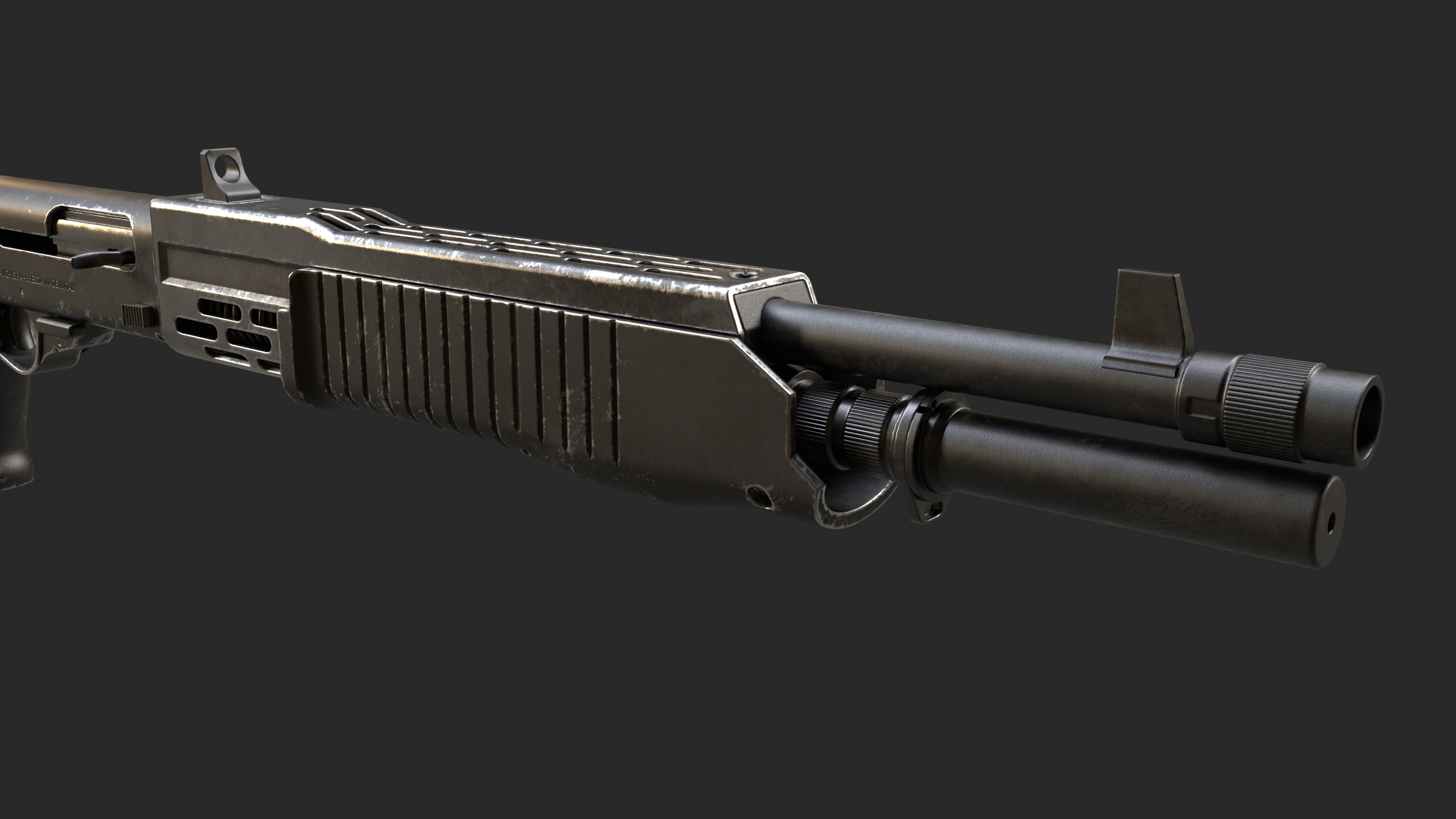 SPAS-12 Shotgun Game Ready Low-poly 3D model_2
