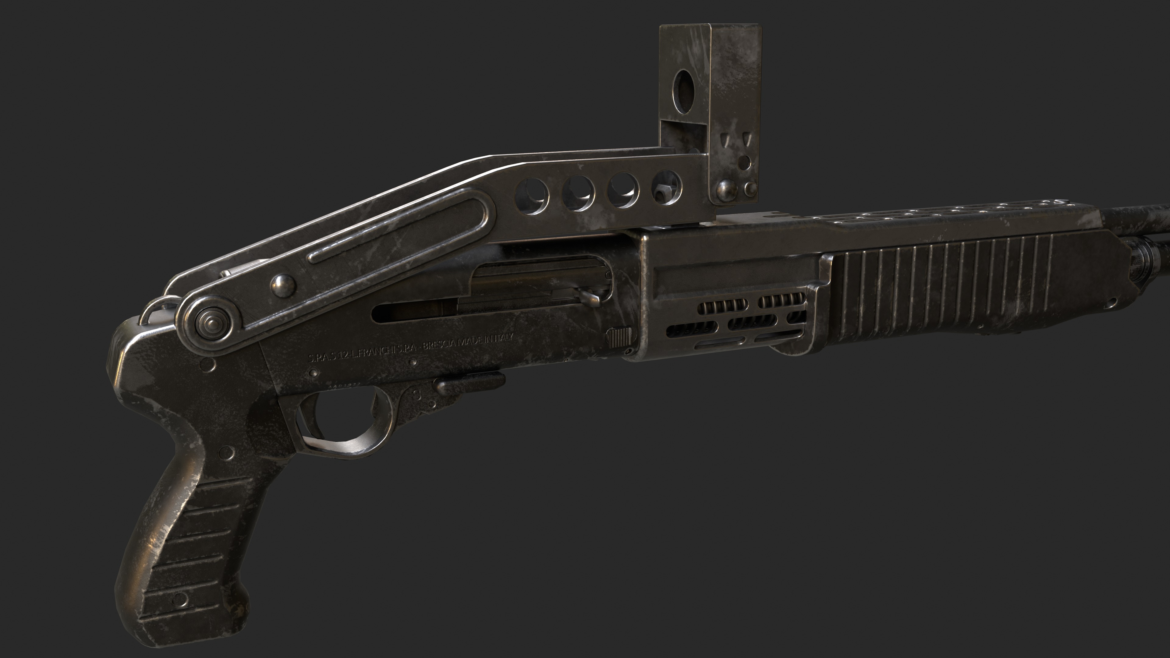 SPAS-12 Shotgun Game Ready Low-poly 3D model_5