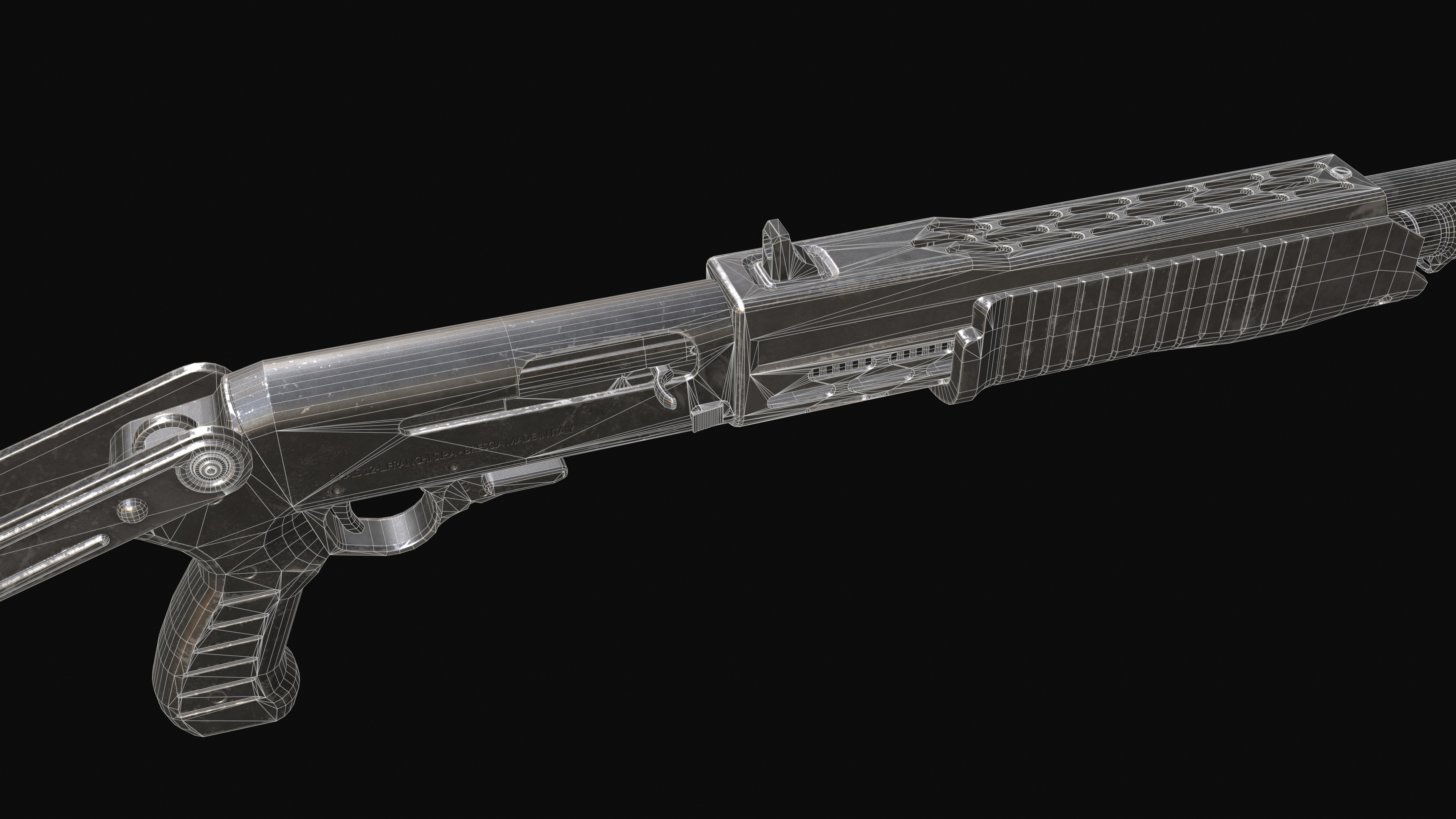 SPAS-12 Shotgun Game Ready Low-poly 3D model_12