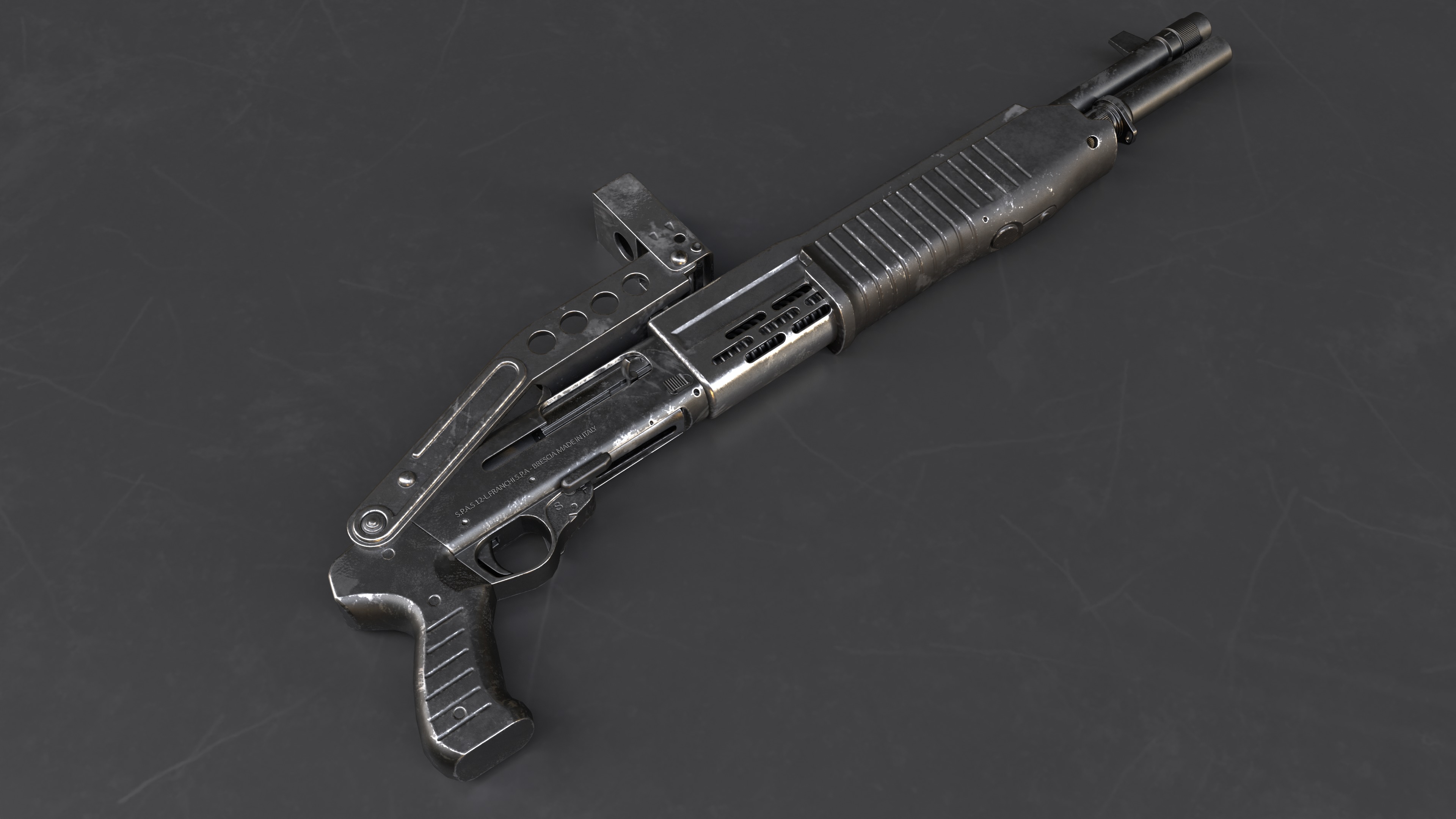 SPAS-12 Shotgun Game Ready Low-poly 3D model_10