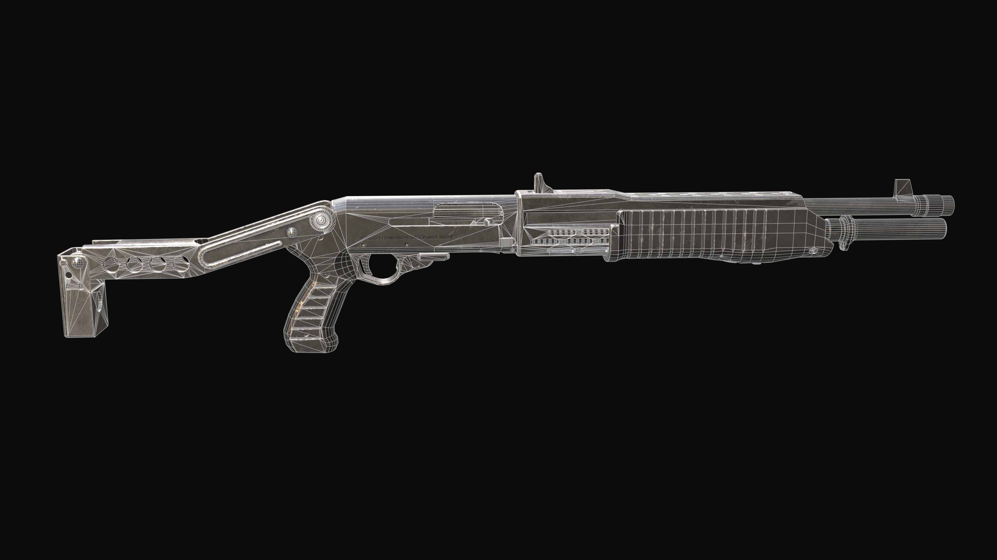 SPAS-12 Shotgun Game Ready Low-poly 3D model_11