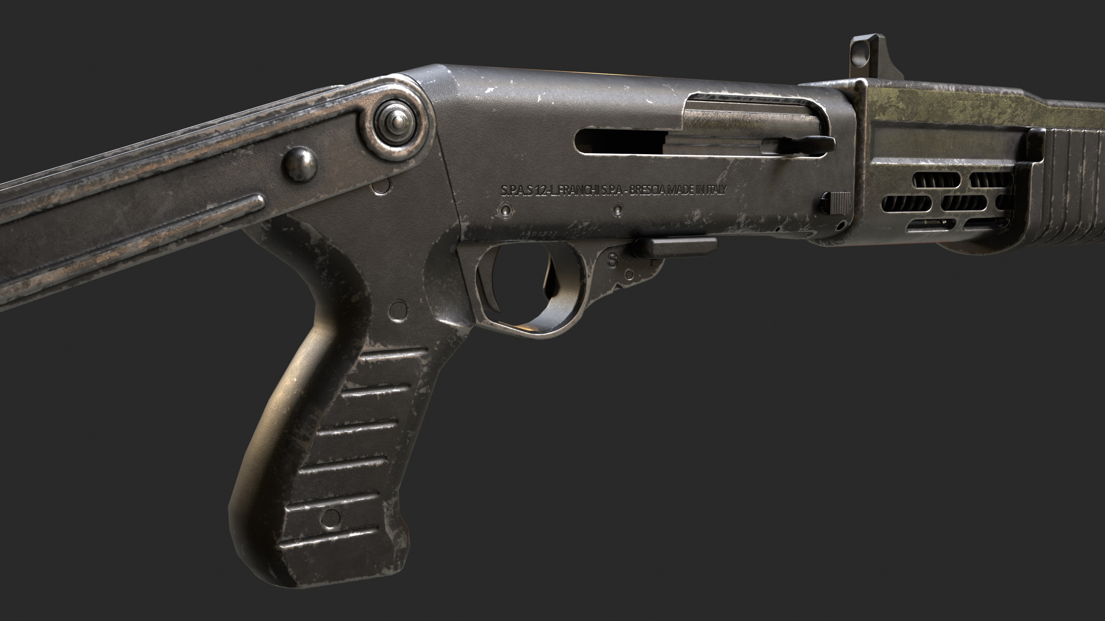 SPAS-12 Shotgun Game Ready Low-poly 3D model_3