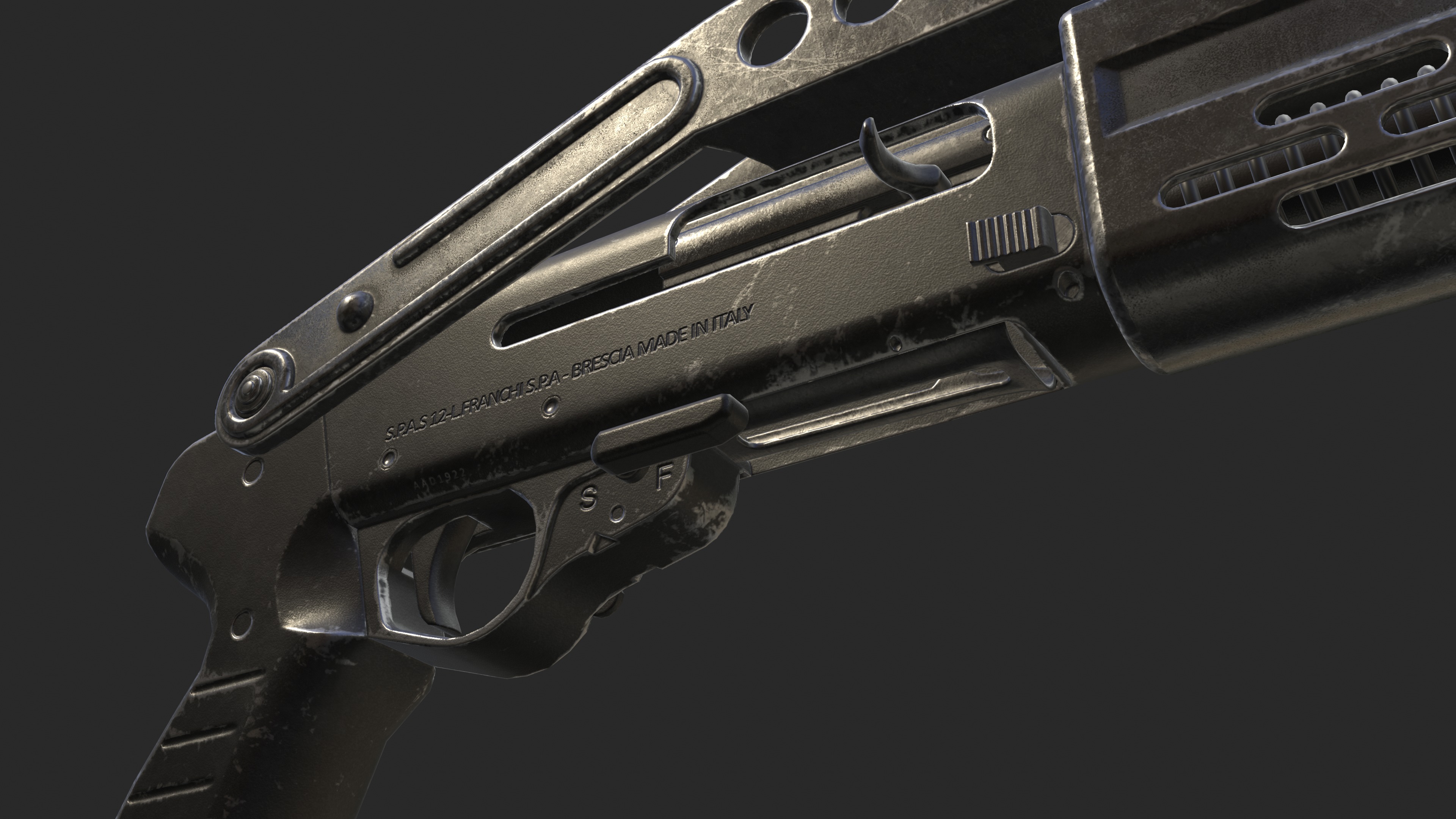 SPAS-12 Shotgun Game Ready Low-poly 3D model_6