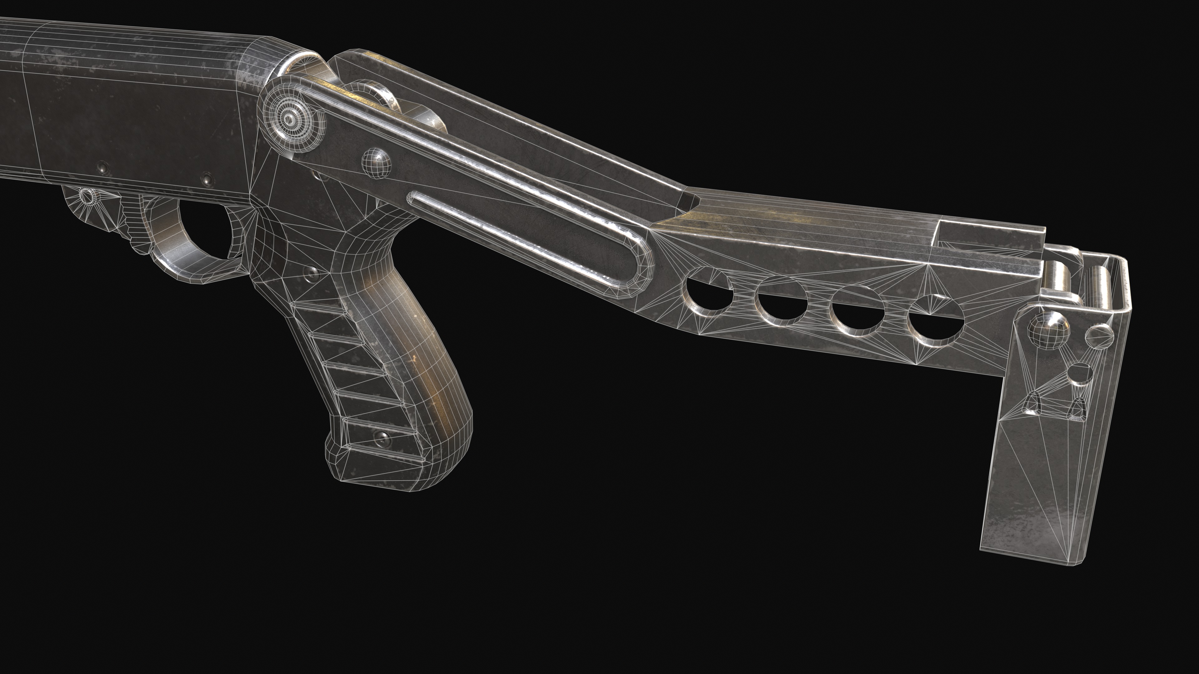 SPAS-12 Shotgun Game Ready Low-poly 3D model_13