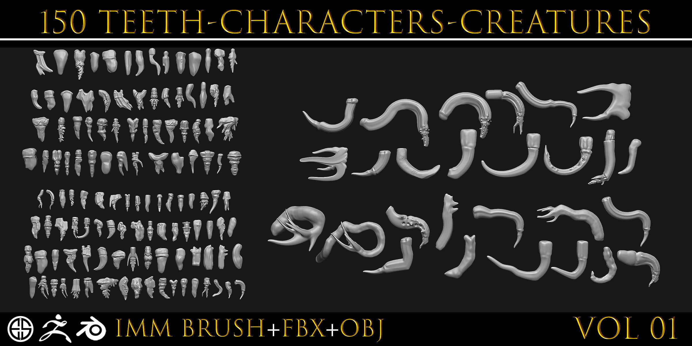 150 Teeth-Teeth Of Characters And Creatures 3D model_5