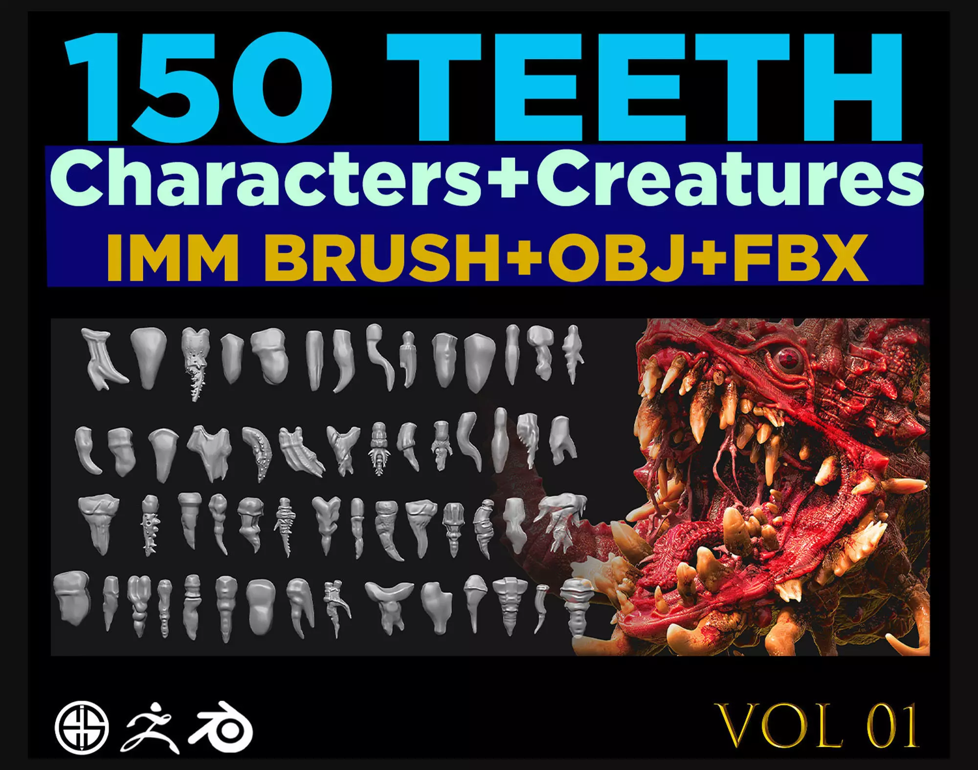 150 Teeth-Teeth Of Characters And Creatures 3D model_0