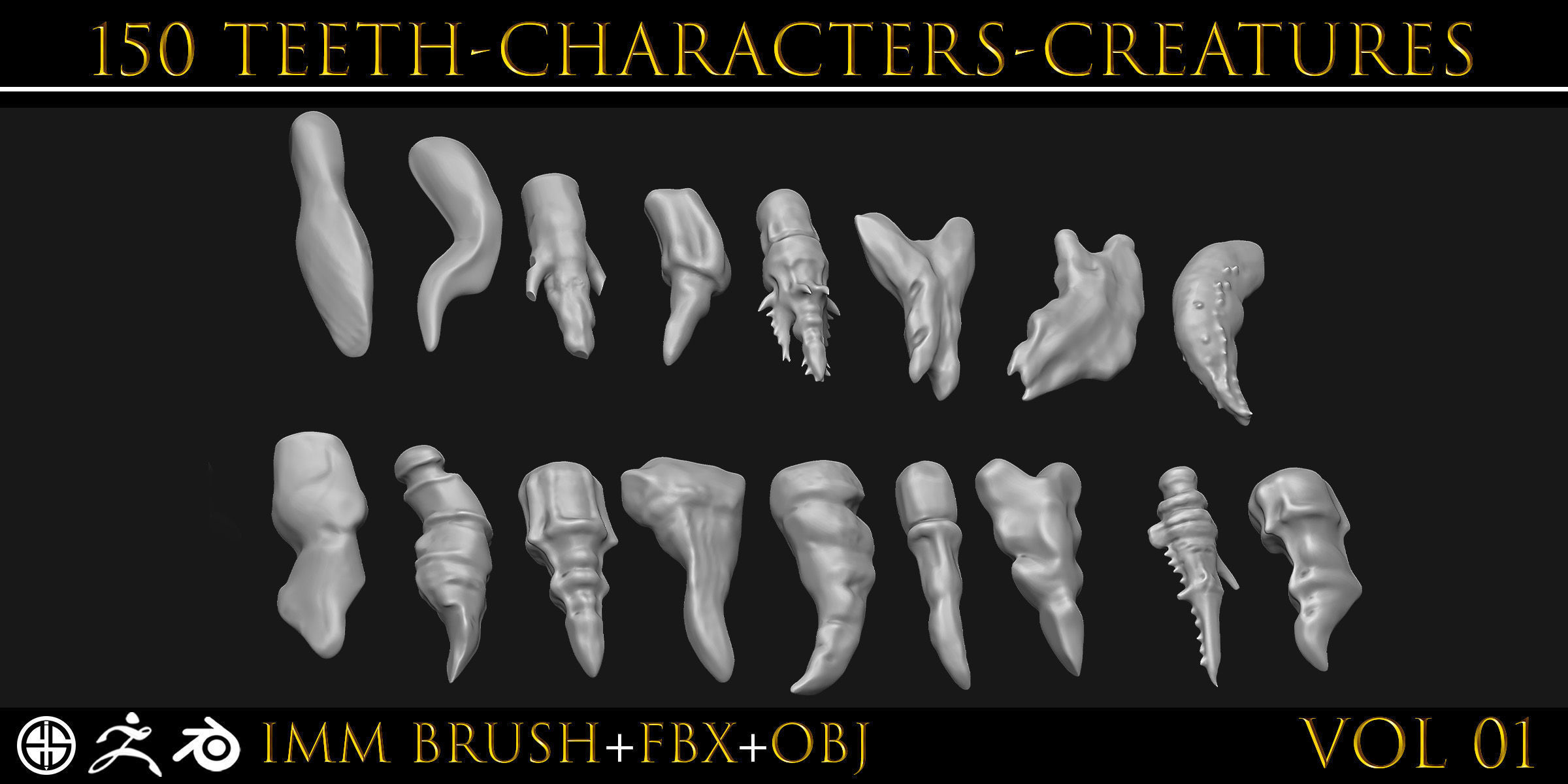 150 Teeth-Teeth Of Characters And Creatures 3D model_7