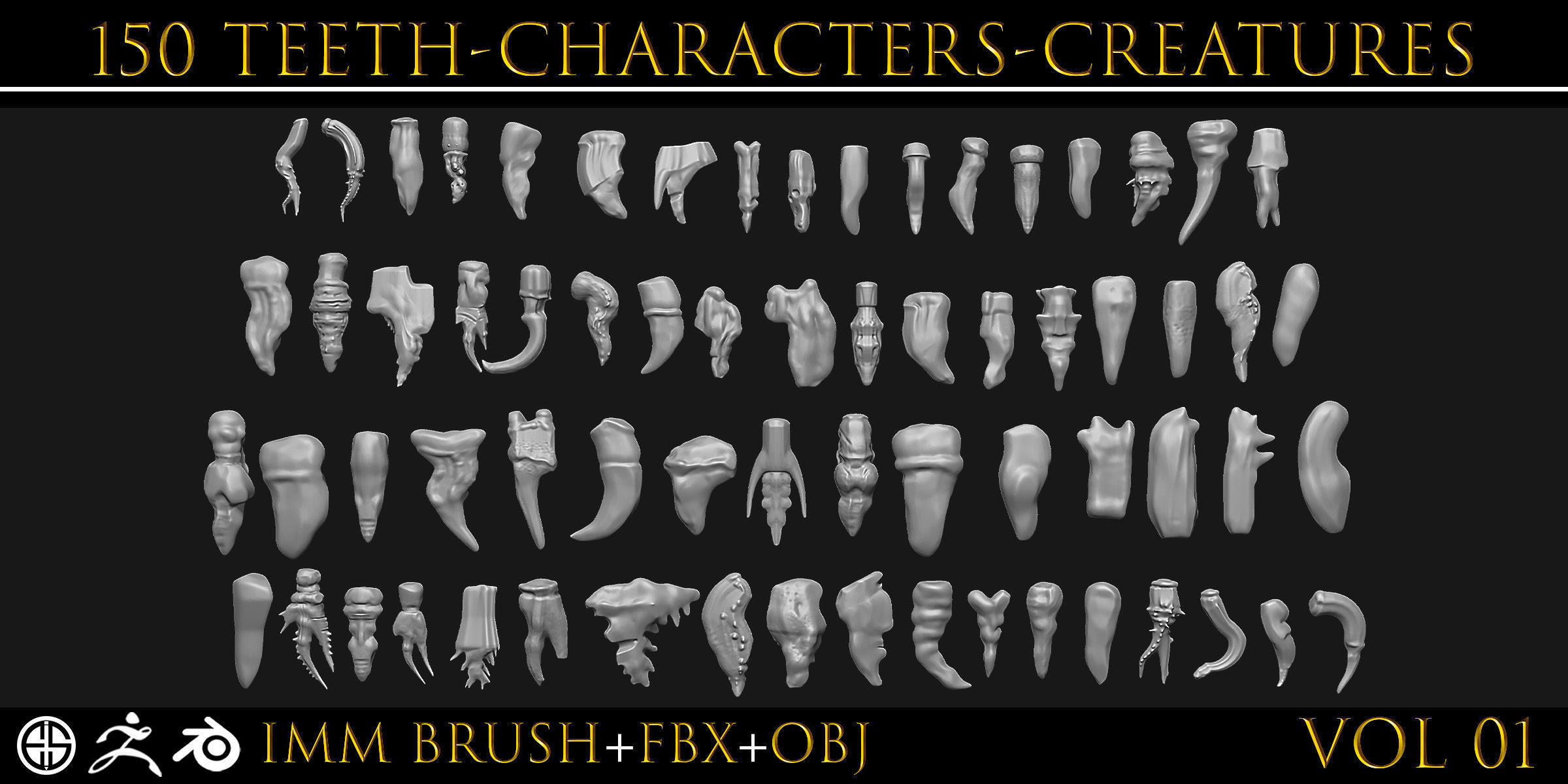 150 Teeth-Teeth Of Characters And Creatures 3D model_1