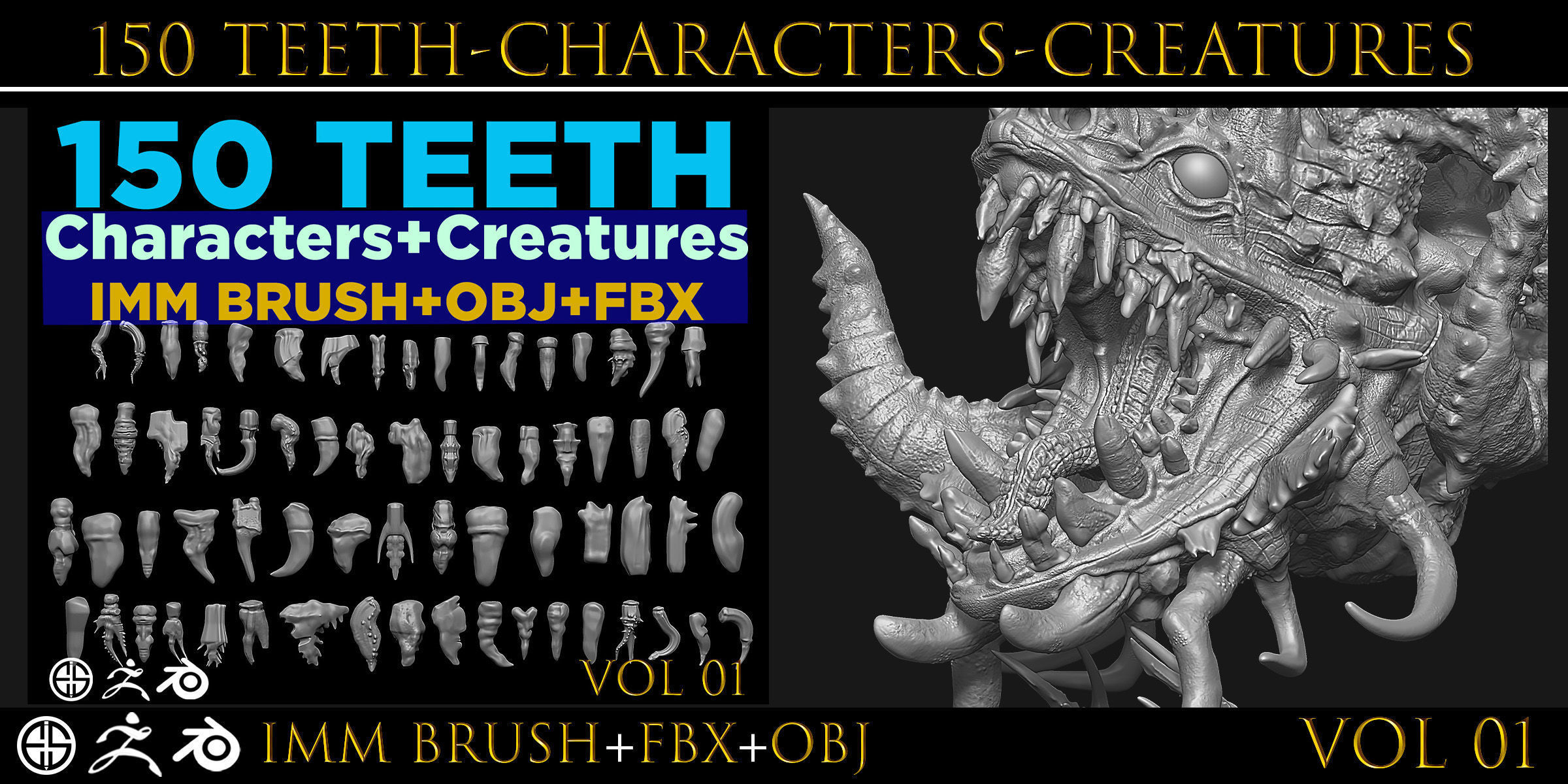 150 Teeth-Teeth Of Characters And Creatures 3D model_4