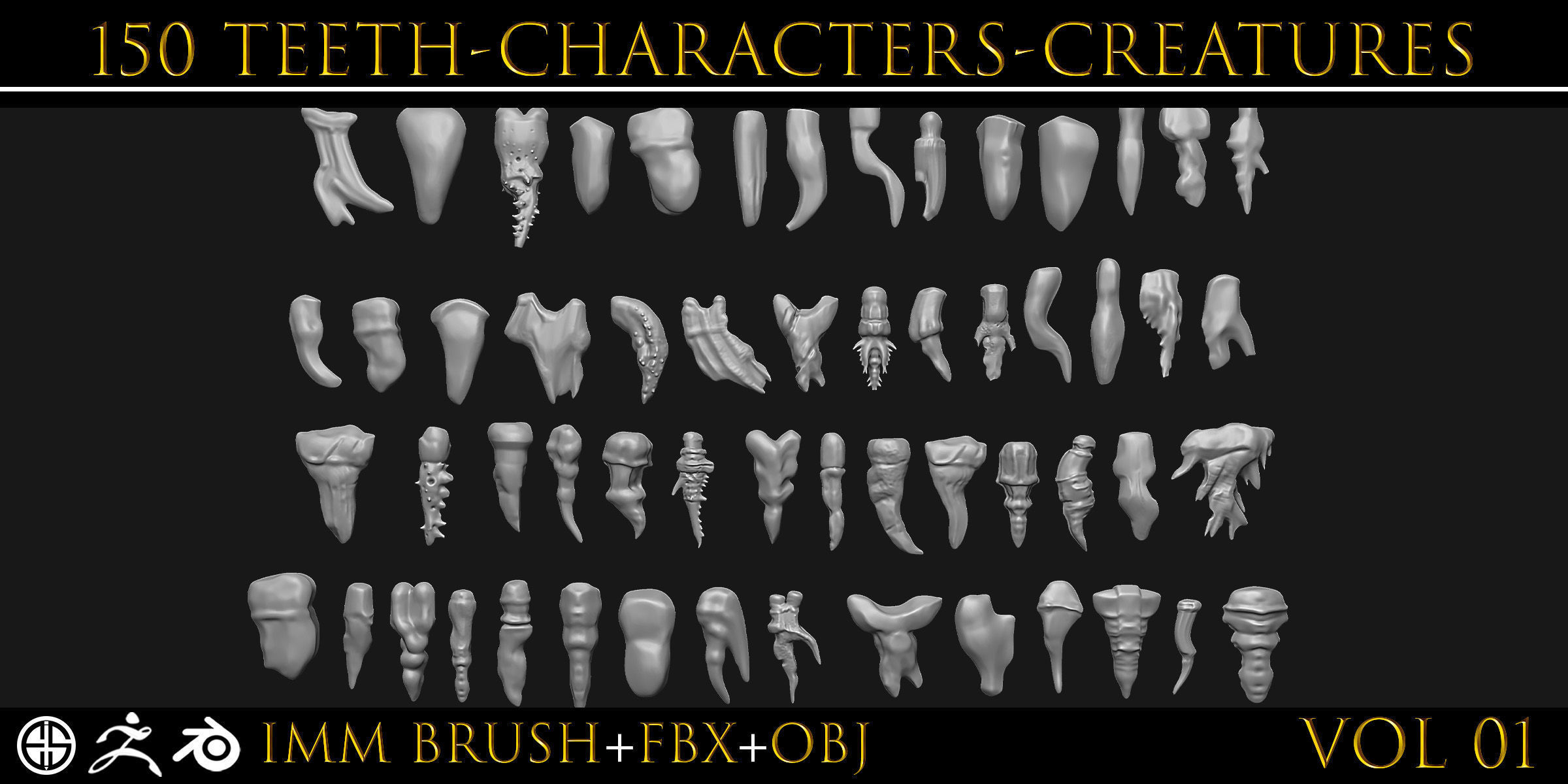 150 Teeth-Teeth Of Characters And Creatures 3D model_2