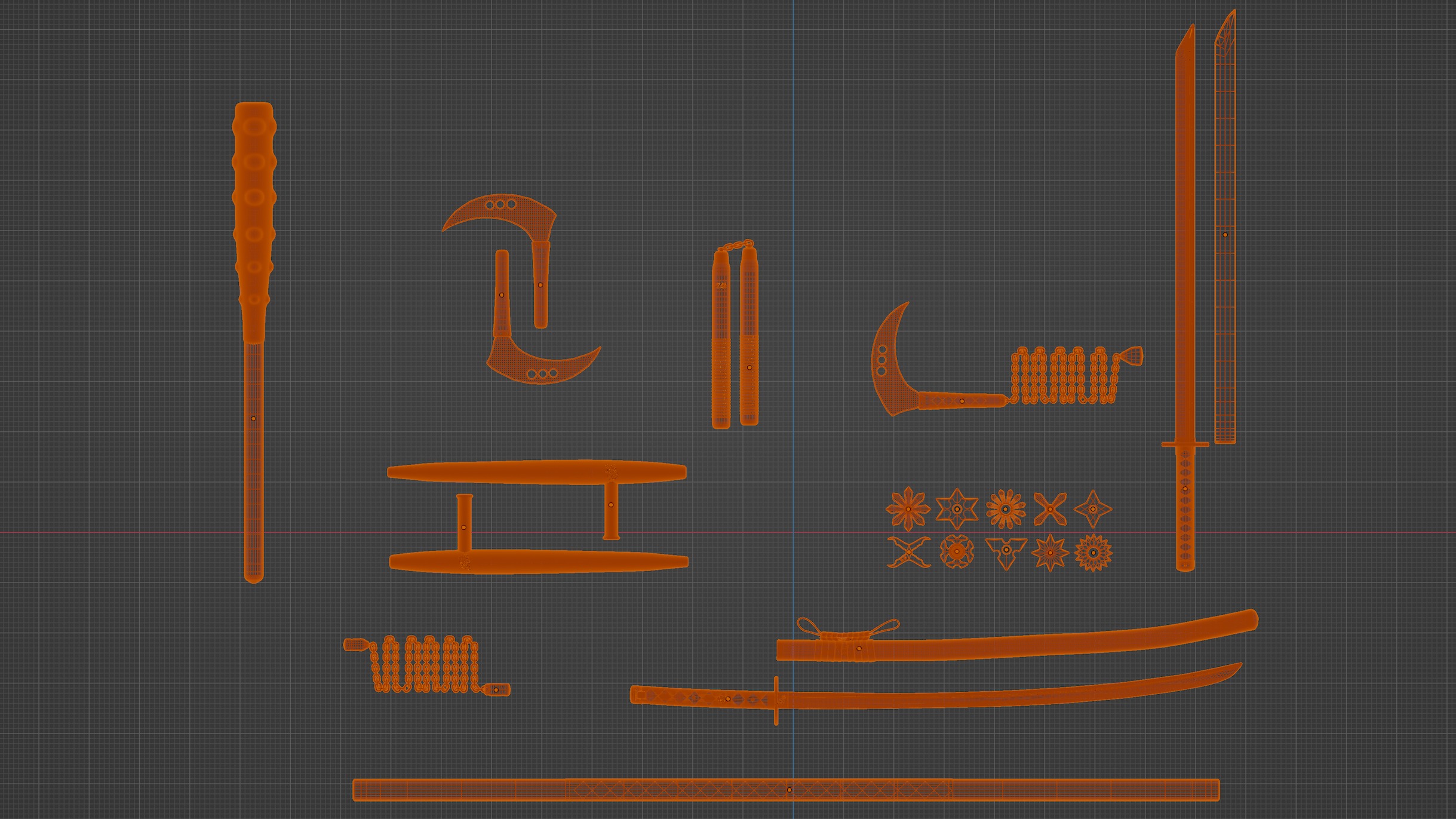 Japanese ancient weapon pack x10 3D model_2