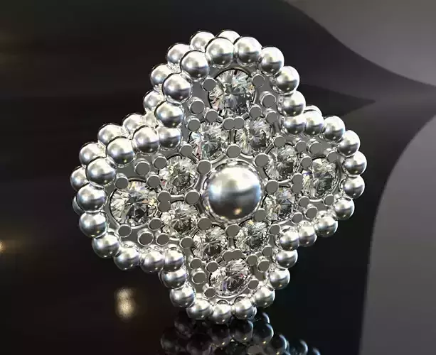 Van Cleef Flower pusset with diamonds