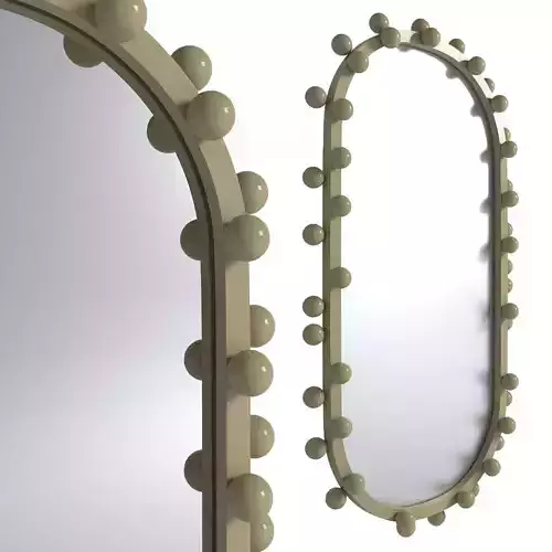 Tov Furniture Bubbles Ivory Cream Metal Frame Oval Wall Mirror